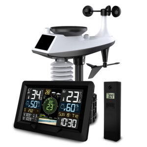 Stacja pogodowa z czujnikiem wiatru i deszczu czarna