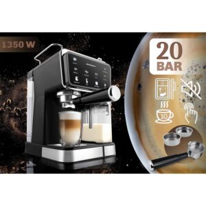 Ekspres do kawy kolbowy spieniacz do mleka 20 bar Berdsen czarny
