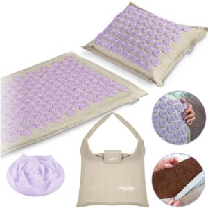 Mata do akupresury z kolcami Neo-Sport – szaro-lawendowa