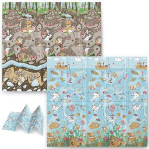 Mata piankowa edukacyjna składana 200 x 180 x 1 cm Nukido ocean-ziemia