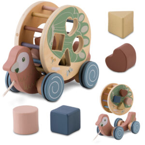 Drewniana zabawka do ciągnięcia Papuga Nukido