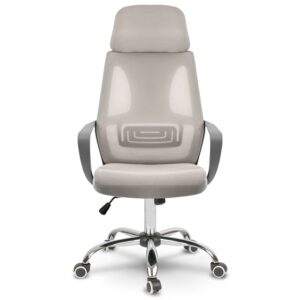 Fotel biurowy z mikrosiatką Praga – jasnoszary