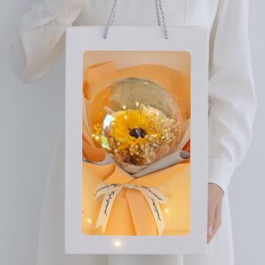 Bukiet zapachowych kwiatów mydlanych w torebce na prezent, kula, świecące LED – BUK14ZO