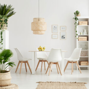 Zestaw 4 krzeseł krzesło do salonu jadalni z poduszką Białe ModernHome