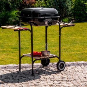 Duży grill ogrodowy z pokrywą regulacja rusztu drewniane półki MultiGarden
