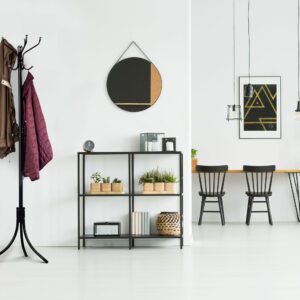 Wieszak stojący 16 haków na ubrania metal czarny ModernHome