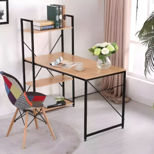 Biurko komputerowe drewniane regał z półkami loft