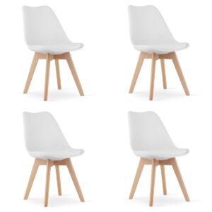 Zestaw komplet krzeseł MARK białe drewniane nogi 4szt