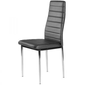 Krzesło z ekoskóry do salonu i jadalni 4szt. chromowane nogi szare