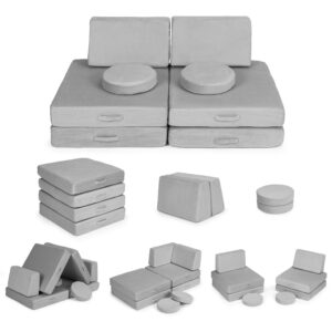 Sofa modułowa duża składana dla dzieci DIY 8 miękkich poduch – szara ECOTOYS