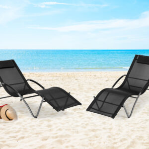 Leżak ogrodowy leżanka zagłówek stalowa konstrukcja czarny MultiGarden