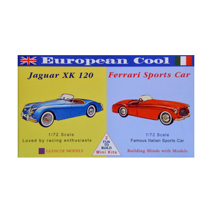 Model plastikowy – Samochody European Cool – Jaguar XK-120 / Ferrari 250 – Glencoe Models (2szt)