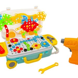 Układanka, Klocki, Kreatywna Mozaika, Wkrętarka 258 El. Walizka Na Kółkach Zestaw Konstrukcyjny