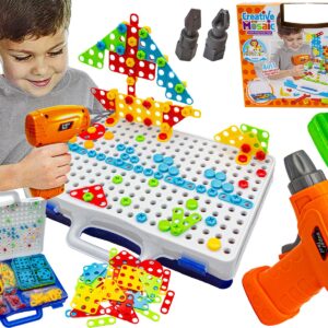 Kreatywna Mozaika, Układanka, Klocki, Wkrętarka Śrubki W Walizce 237 El