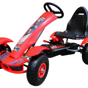 Gokart na pedały Racing XL dla dzieci 3+ Czerwony + Pompowane koła + Regulacja fotela + Wolny bieg