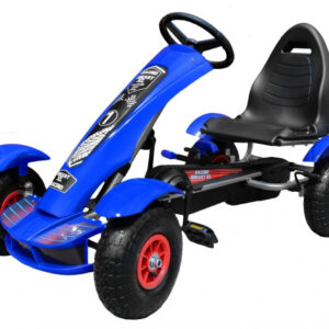 Gokart na pedały Racing XL dla dzieci 3+ Niebieski + Pompowane koła + Regulacja fotela + Wolny bieg