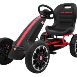 Gokart ABARTH na pedały dla dzieci Czarny + Koła EVA + Hamulec ręczny + Wolny bieg