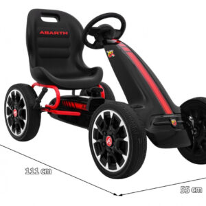 Gokart ABARTH na pedały dla dzieci Czarny + Koła EVA + Hamulec ręczny + Wolny bieg