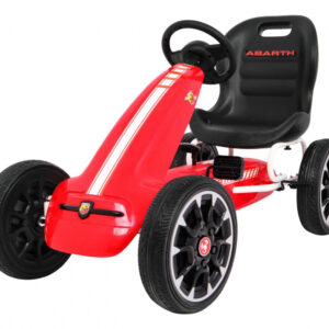 Gokart ABARTH na pedały dla dzieci Czerwony + Koła EVA + Hamulec ręczny + Wolny bieg