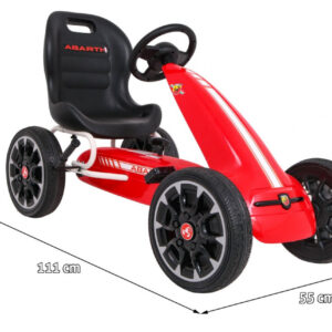 Gokart ABARTH na pedały dla dzieci Czerwony + Koła EVA + Hamulec ręczny + Wolny bieg
