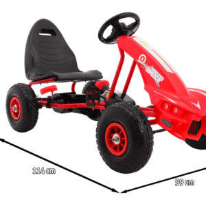 Gokart Champion na pedały dla dzieci 3+ Czerwony + Pompowane opony + Regulowane siedzisko + Ręczny hamulec