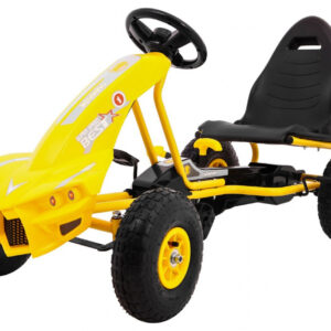 Gokart Champion na pedały dla dzieci 3+ Żółty + Pompowane opony + Regulowane siedzisko + Ręczny hamulec