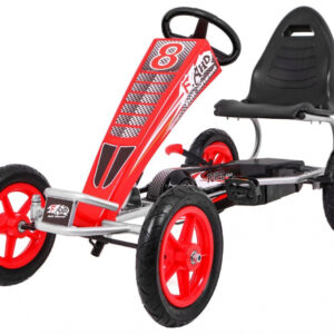 Gokart Full Ahead AIR na pedały dla dzieci 3+ Czerwony + Regulacja siedziska + Pompowane koła + Hamulec ręczny