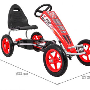 Gokart Full Ahead AIR na pedały dla dzieci 3+ Czerwony + Regulacja siedziska + Pompowane koła + Hamulec ręczny