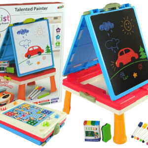 Tablica 3w1 Magnetyczno -Kredowa, Stolik Do Gier Niebieska