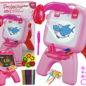 Tablica Dwustronna Kredowa Pisaki Stojąca Projektor Obrazki Różowa