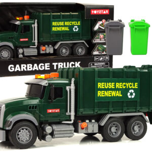 Samochód Śmieciarka Kosze Ciemnozielona Dźwięki Światła