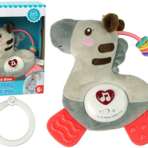 Interaktywna Edukacyjna Zebra Szara Dźwięk Melodie Gryzak Grzechotka