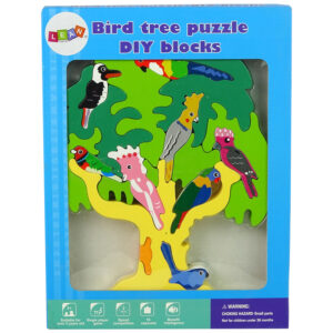 Drewniane Drzewo Ptaki Papugi DIY Klocki Drewniane Puzzle