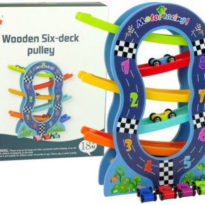 Drewniana Zjeżdżalnia 6 Poziomów Autka Liczby