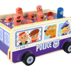 Drewniana Gra Zręcznościowa Zbijak Autobus Policyjny