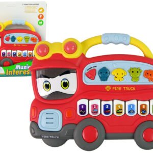 Interaktywne Pianinko Straż Pożarna Dźwięk Zwierzątka Odgłosy Pojazdów Melodie Czerwona