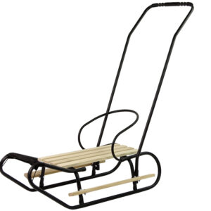 Sanki Metalowe z Pchaczem Oparcie Pasek Czarne