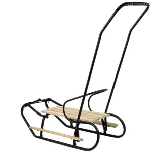 Sanki Metalowe z Pchaczem Oparcie Pasek Czarne