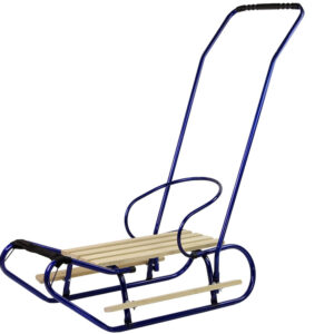 Sanki Metalowe z Pchaczem Oparcie Pasek Niebieskie