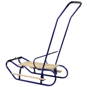 Sanki Metalowe z Pchaczem Oparcie Pasek Niebieskie