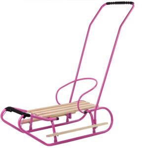Sanki Metalowe z Pchaczem Oparcie Pasek Różowe