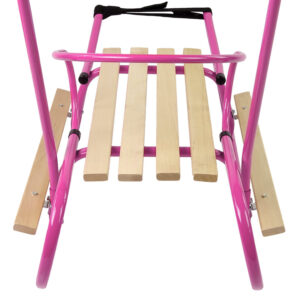 Sanki Metalowe z Pchaczem Oparcie Pasek Różowe