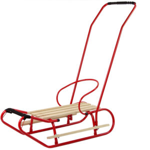 Sanki Metalowe z Pchaczem Oparciem Pasek Czerwone