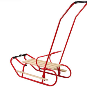 Sanki Metalowe z Pchaczem Oparciem Pasek Czerwone