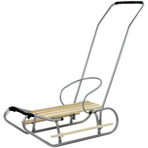 Sanki Metalowe z Pchaczem Oparcie Pasek Srebrne