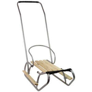 Sanki Metalowe z Pchaczem Oparcie Pasek Srebrne