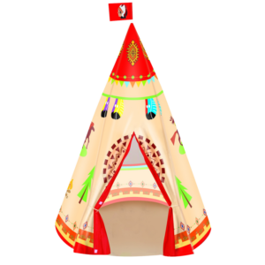 Namiot Tipi Dla Dzieci Styl Indiański Ogród Kremowy 160 cm x 105 cm