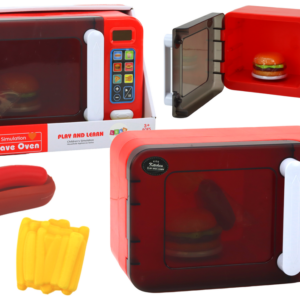 Kuchenka Mikrofalowa Mikrofala Zabawkowa Czerwona Dodatki
