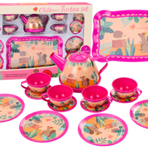 Zestaw Do Kawy Herbaty Filiżanki Czajnik Taca Różowy Kawiarnia 15ele.