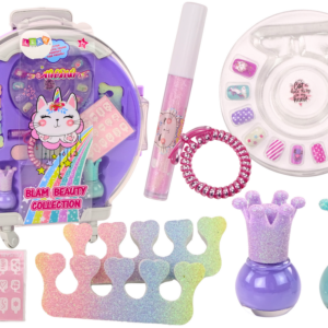 Zestaw Kosmetyków W Walizce Do Paznokci Makijażu Walizka Fioletowa 9 El.